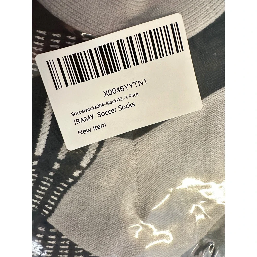 IRAMY Soccer Socks 3‎ Pack Black XL Athletic Sports Crew Grip New - Picture 6 of 6